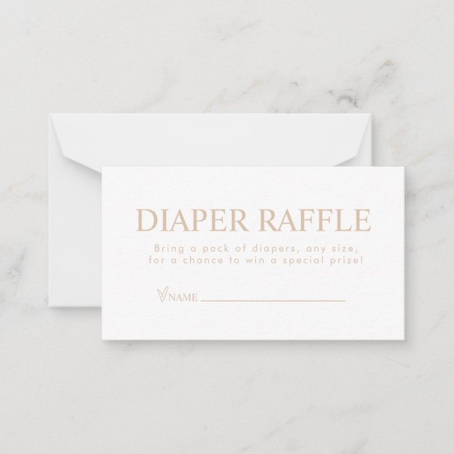 Elegant Beige Diaper Raffle Note Card (Front)