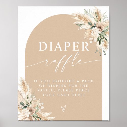 Elegant beige Diaper Raffle Poster