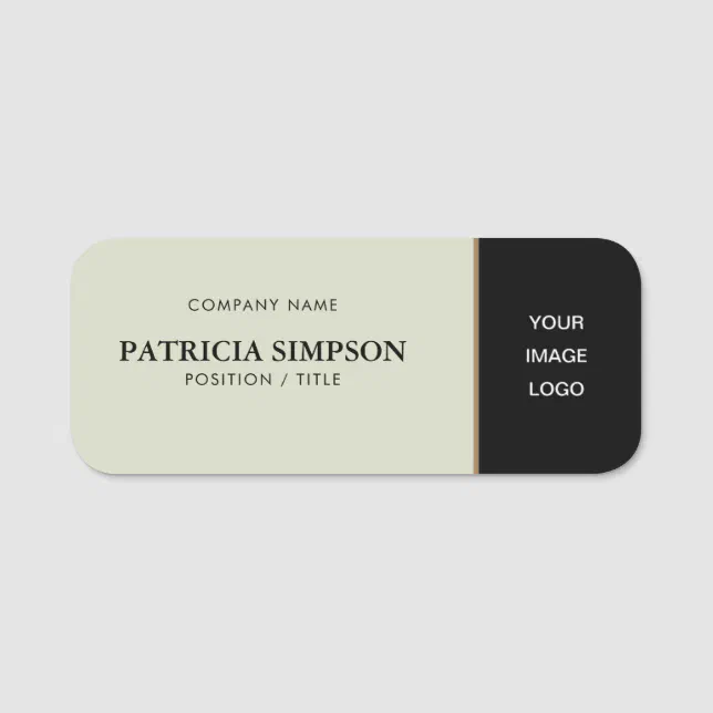 Elegant Beige Ecru And Black: Modern And Versatile Name Tag | Zazzle