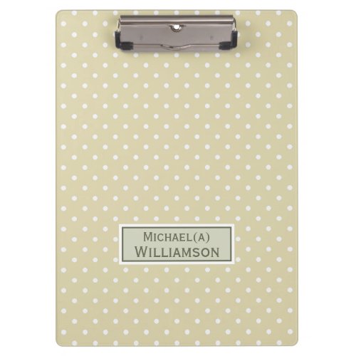 Elegant Beige Ecru  White Dots Customized Pattern Clipboard