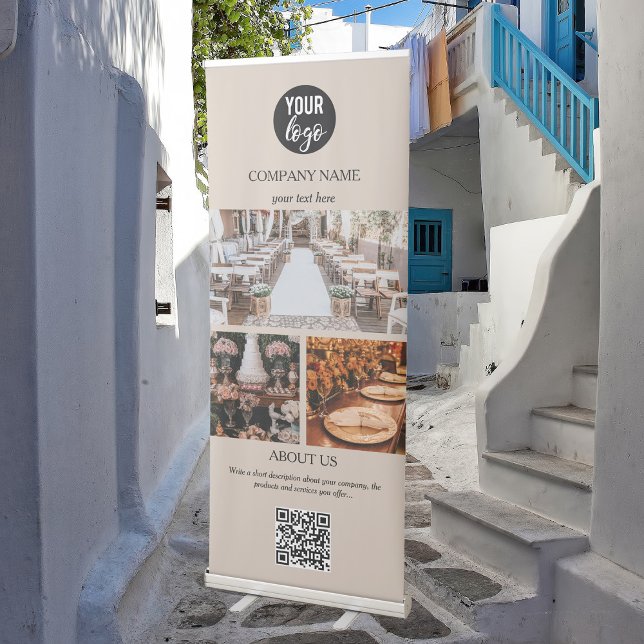 Elegant Beige Event Planning Business 3 Photos Retractable Banner (Elegant Beige Event Planning Business 3 Photos Retractable Banner)