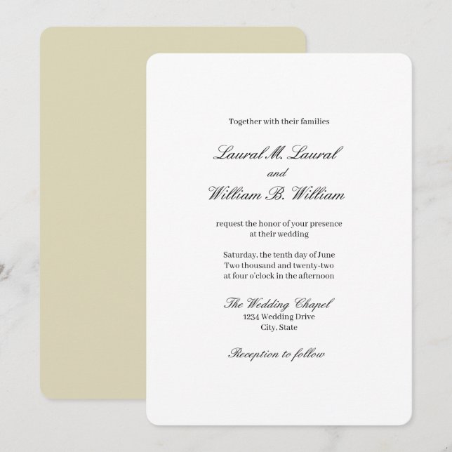 Elegant Beige - Families Wedding Invitation (Front/Back)
