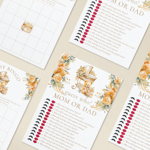 Elegant Beige & Faux Gold Baby Shower Guess Who