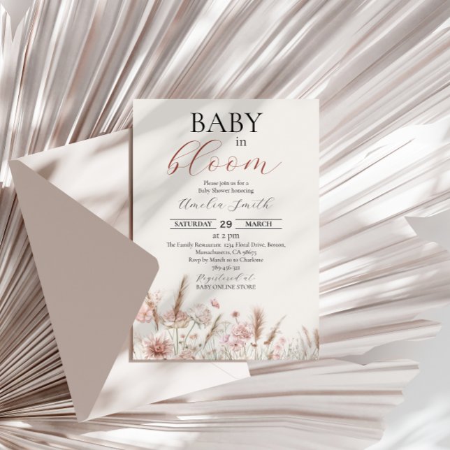 Elegant Beige Floral Baby in Bloom Shower Invitation (Creator Uploaded)