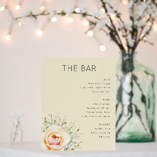 Elegant Beige Floral Bar Menu Foam Board
