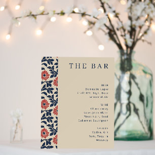 Elegant Beige Floral Bar Menu Foam Board