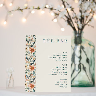 Elegant Beige Floral Bar Menu Foam Board