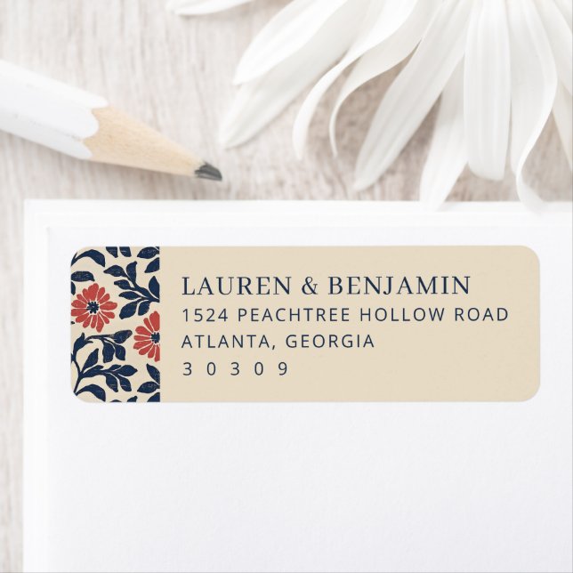 Elegant Beige Floral Borders Label (Insitu)