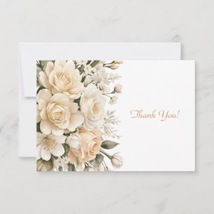 Elegant Beige Floral Bouquet Flat Note Card