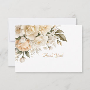 Elegant Beige Floral Bouquet Flat  Note Card
