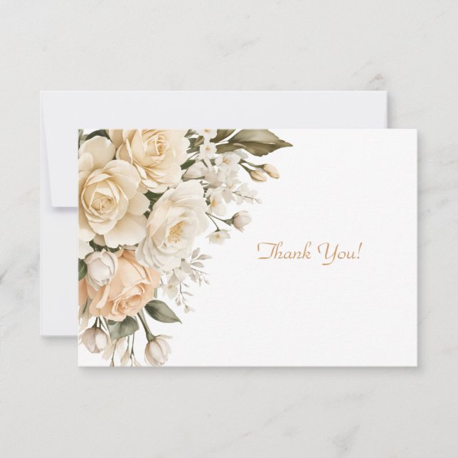 Elegant Beige Floral Bouquet Flat  Note Card (Front)