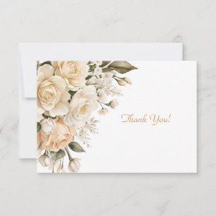 Elegant Beige Floral Bouquet Flat  Note Card