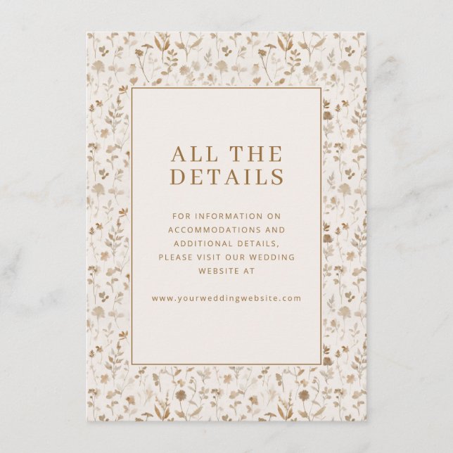 Elegant Beige Floral Details Enclosure Card (Front)