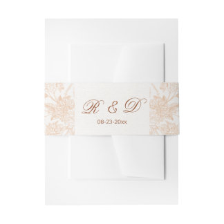 Elegant Beige Floral Minimal Script Botanical Invitation Belly Band