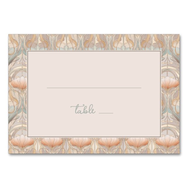 Elegant Beige Floral Pattern Table Number (Front)