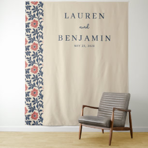 Elegant Beige Floral Tapestry