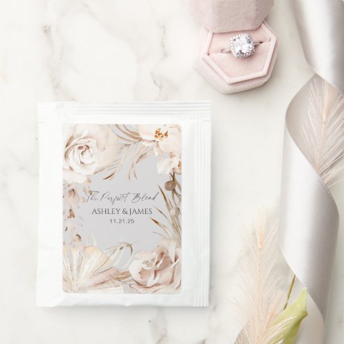 Elegant beige floral the perfect blend wedding tea tea bag drink mix