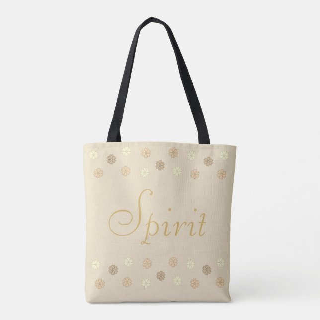 Elegant Beige Floral Tote Bag (Back)