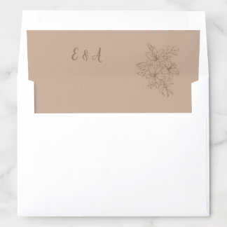Elegant Beige Floral Wedding Envelope Liner