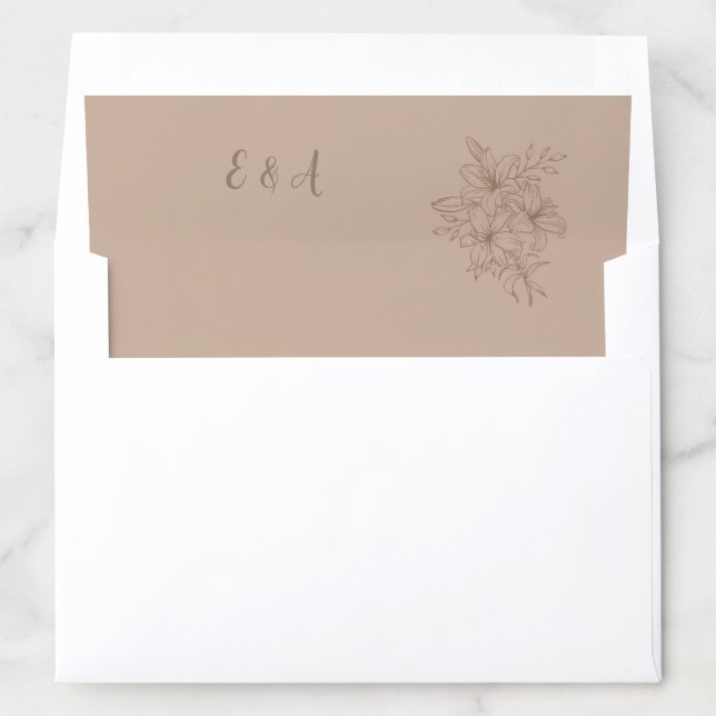 Elegant Beige Floral Wedding Envelope Liner (In Envelope)
