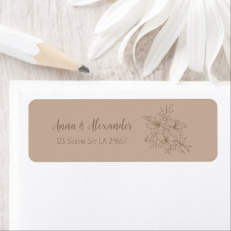 Elegant Beige Floral Wedding Label