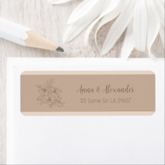 Elegant Beige Floral Wedding Label
