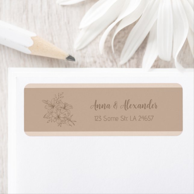 Elegant Beige Floral Wedding Label (Insitu)