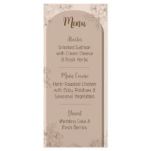 Elegant Beige Floral Wedding Menu