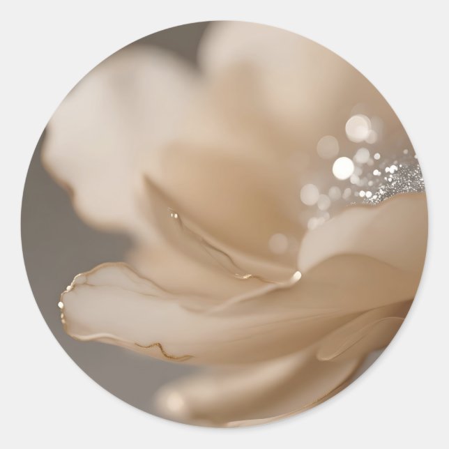 Elegant Beige Flower Close Up Classic Round Sticker (Front)