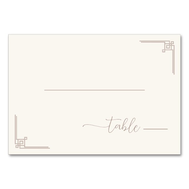 Elegant Beige Geometric Motions Table Number (Front)