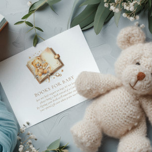 Elegant Beige & Gold Baby Shower Book Enclosure Card