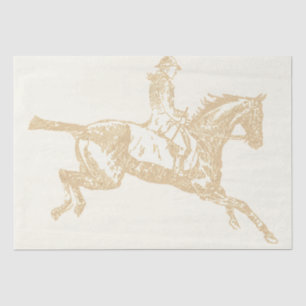 Elegant Beige Gold Girl Horseback Riding Tissue Paper