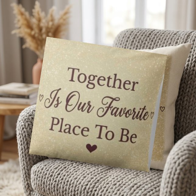 Elegant Beige Gold Glitter Quote Throw Pillow (Creator Uploaded)