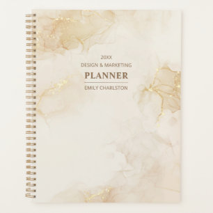 Elegant Beige Gold Watercolor   Business Planner