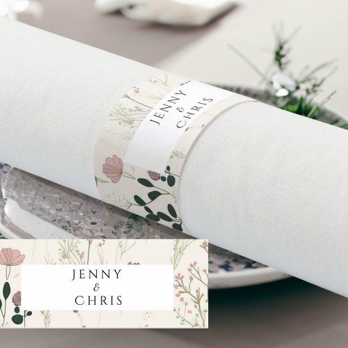 Elegant beige greenery Napkin Bands