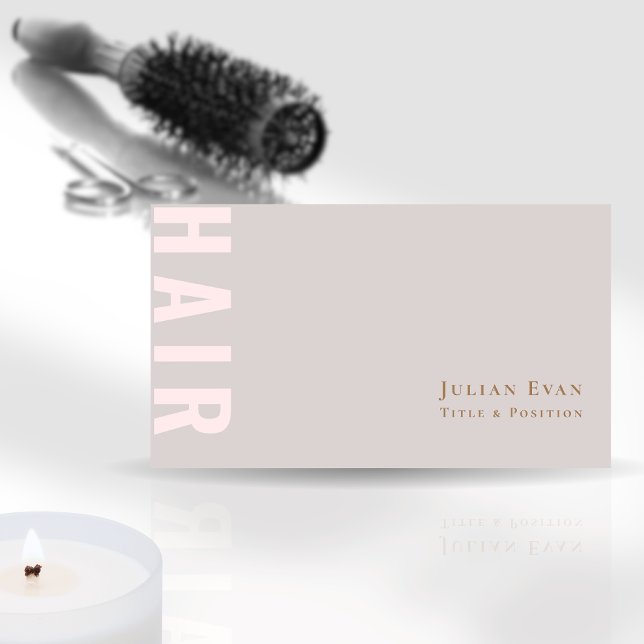 Elegant Beige Hair Stylist Business Card (Creator Uploaded)