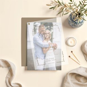 Elegant Beige Hand Drawn Bow & Ribbon Wedding Vellum Invitations