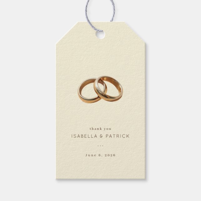 Elegant Beige Intertwined Rings Gift Tags (Front)