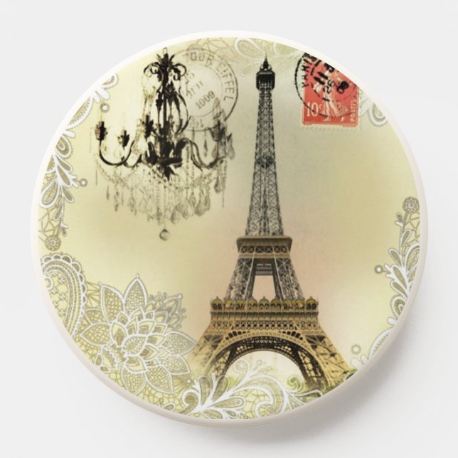 elegant beige lace chandelier paris eiffel tower PopSocket (Popsocket)