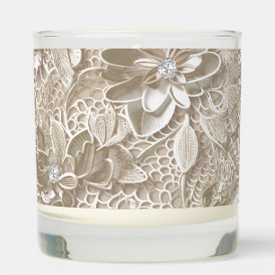 Elegant beige lace with diamond scented candle