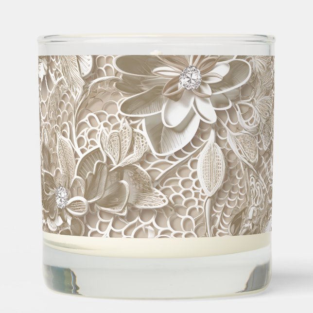 Elegant beige lace with diamond scented candle (Front)