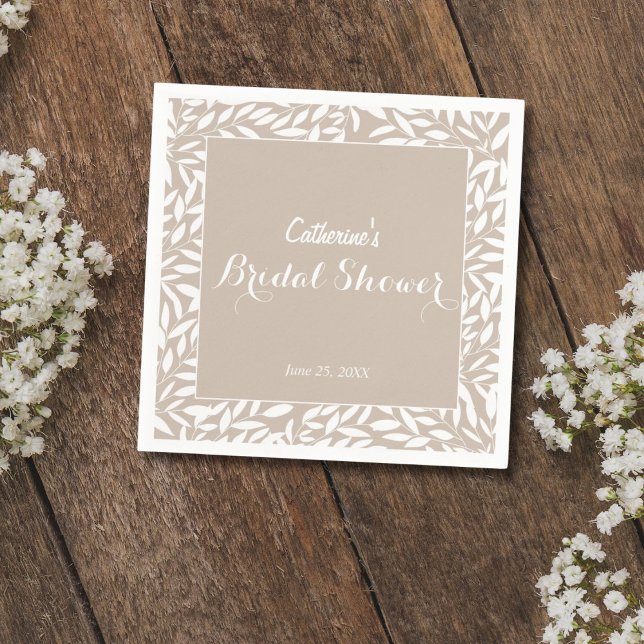 Elegant Beige Leaves Bridal Shower Napkins (Creator Uploaded)