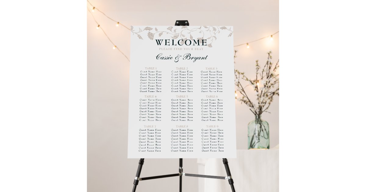 Elegant Beige Library Book Wedding Seating Chart Foam Board | Zazzle