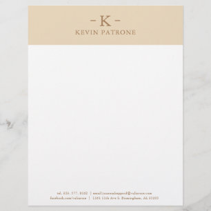 Elegant Beige Light Brown Minimalistic Text Letterhead