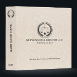 Elegant Beige Linen & Black law logo 3 Ring Binder<br><div class="desc">Elegant minimalistic style law practice office template. Light beige linen with black justice scale illustration customizable template.</div>