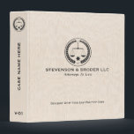 Elegant Beige Linen & Black law logo 3 Ring Binder<br><div class="desc">Elegant minimalistic style law practice office template. Light beige linen with black justice scale illustration customizable template.</div>