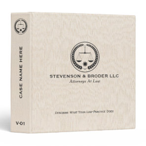 Elegant Beige Linen & Black law logo 3 Ring Binder