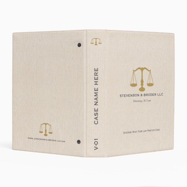 Elegant Beige Linen & Gold Justice Scale Binder (Background)
