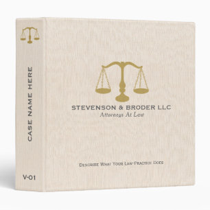 Elegant Beige Linen & Gold Justice Scale Binder