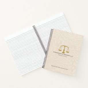 Elegant Beige Linen & Gold Justice Scale Notebook